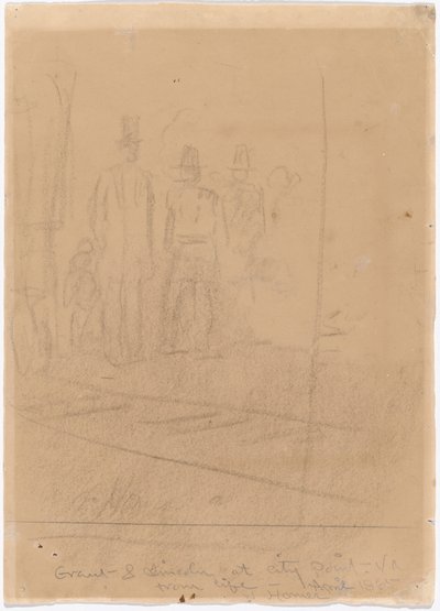 Grant og Lincoln i City Point, Virginia [recto], 1865. av Winslow Homer