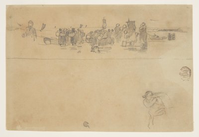 Grupper av kvinner på stranden, Cullercoats, England av Winslow Homer