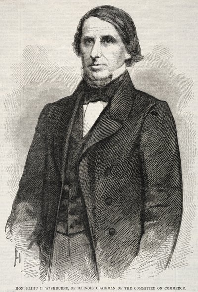 Hon. Elihu B. Washburne, fra Illinois, leder av komiteen for handel, 1860. av Winslow Homer