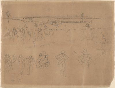 Oppstillinger og skyttergraver [recto], 1864. av Winslow Homer
