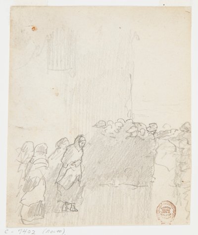 Menn og kvinner ser ut mot havet, Cullercoats, England av Winslow Homer