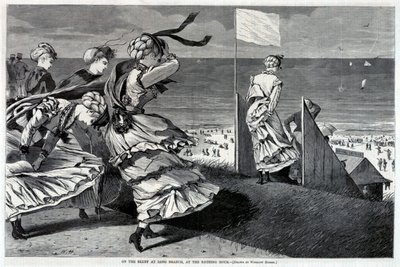 På stupet ved Long Branch, ved badetimen, fra Harper#39;s Weekly, 6. august 1870 av Winslow Homer