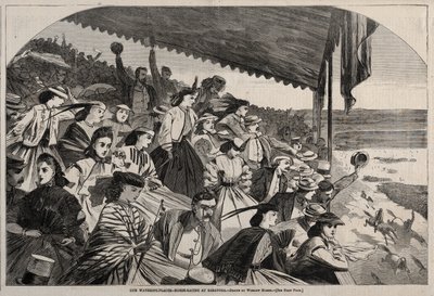 Våre vanningssteder - Hesteveddeløp i Saratoga, 1865. av Winslow Homer