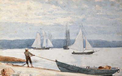 Pulling the Dory, 1880 av Winslow Homer