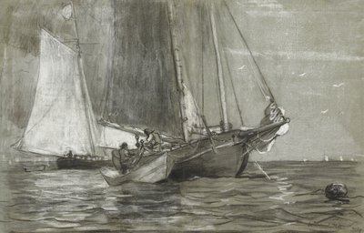 Skonnert ved anker, 1884 av Winslow Homer
