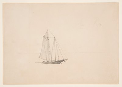 Skonner med jolle av Winslow Homer