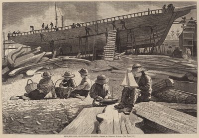 Ship-Building, Gloucester Harbor, utgitt 1873. av Winslow Homer