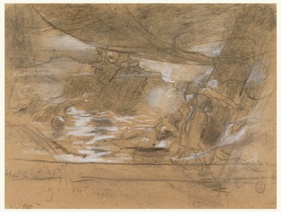 Skipsdekk med to kvinner surret til masten av Winslow Homer