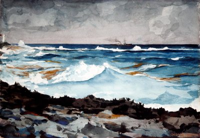 Shore and Surf, Nassau, 1899 (wc og grafitt på papir) av Winslow Homer