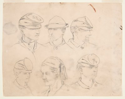 Seks studier av soldathoder av Winslow Homer