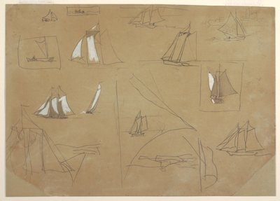 Skisser av seilbåter av Winslow Homer