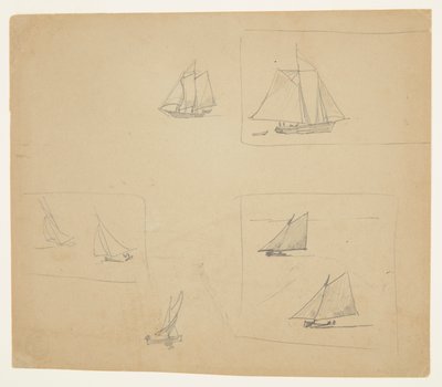 Skisser av seilfartøy av Winslow Homer
