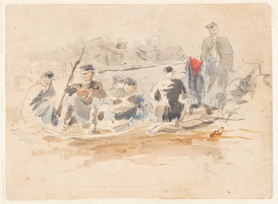 Soldater sitter i en gruppe av Winslow Homer