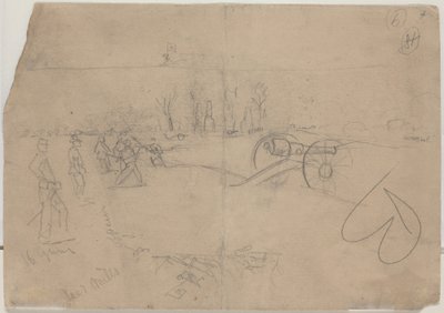 Soldater og kanoner [verso] av Winslow Homer