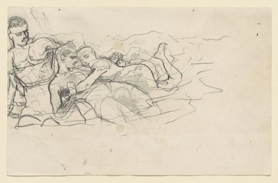 Stående mann som ser mot to druknende figurer (studie til Understrøm) av Winslow Homer