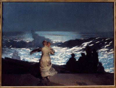 Sommernatt. Kvinner danser i måneskinn. Maleri av Winslow Homer (1836-1910) Ec. Er av Winslow Homer