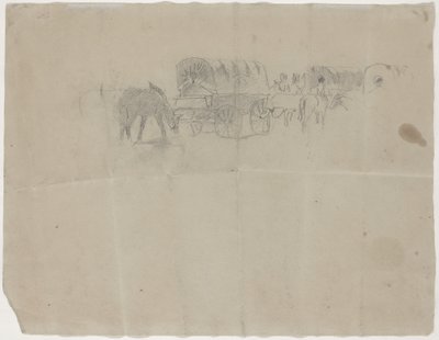 Forsyningstog og muldyr [verso] av Winslow Homer