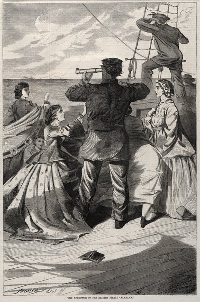 The Approach of the British Pirate Alabama, 1863. av Winslow Homer