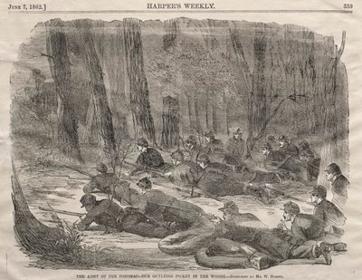 The Army of the Potomac - Our Outlying Picket in the Woods, 1862. av Winslow Homer