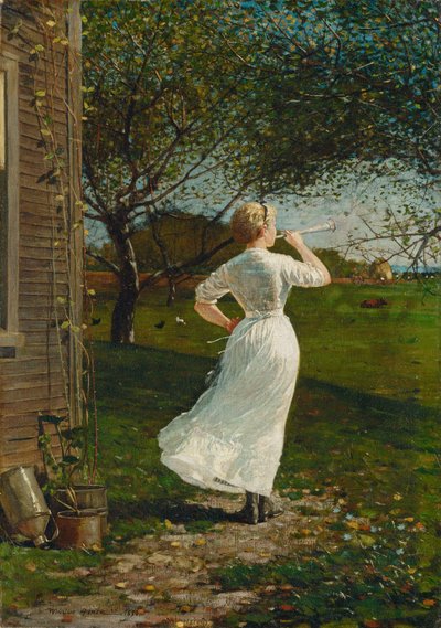 Middagshornet blåser hornet ved sjøen, 1870. av Winslow Homer