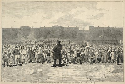Den fjerde juli på Tompkins Square, New York – «The Sogers Are Coming!», fra Harper#39;s Bazar, 11. juli 1868 av Winslow Homer