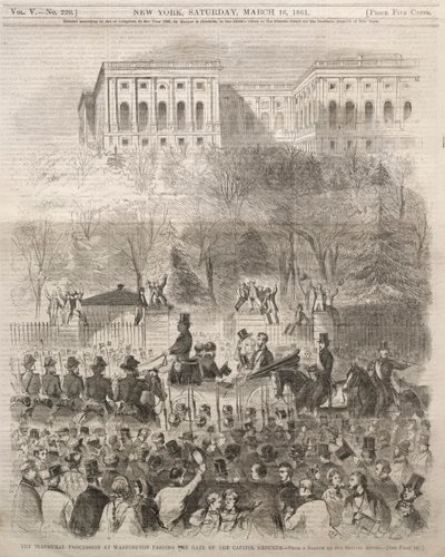 Innvielsesprosesjonen i Washington passerer porten til hovedstadsområdet, 1861. av Winslow Homer