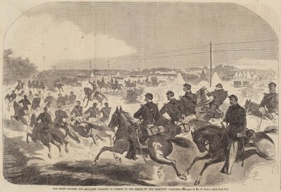 Union Cavalry and Artillery Starting in Pursuit of the Rebels up the Yorktown ..., publisert 1862 av Winslow Homer