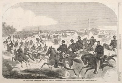 Unionskavaleriet og artilleriet startet i jakten på opprørerne oppover Yorktown Turnpike, 1862. av Winslow Homer