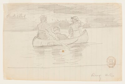 Tre menn i en kano, Il Manigne, Quebec av Winslow Homer