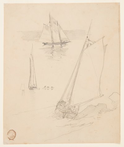 Tre skisser av skonnerter av Winslow Homer