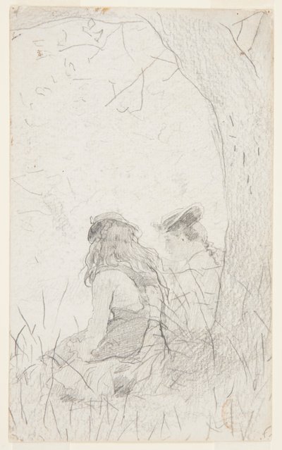 To jenter sitter på en bank av Winslow Homer