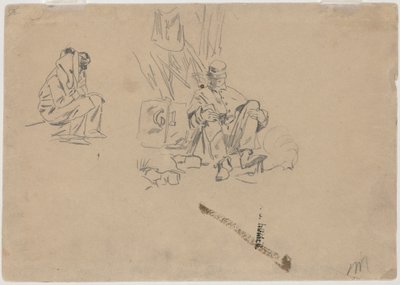 To soldater hviler [verso] av Winslow Homer