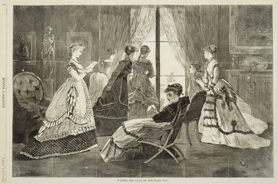 Venter på samtaler på nyttårsdag 2. januar 1869 (tregravering) av Winslow Homer