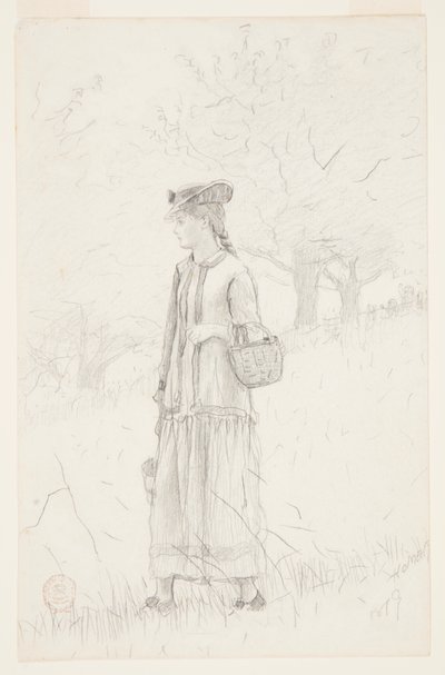 Ung kvinne som bærer en kurv av Winslow Homer