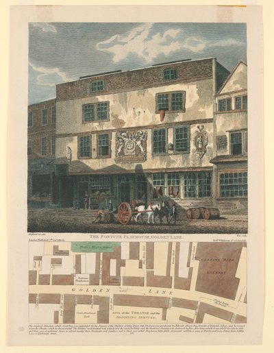 The Fortune Playhouse, Golden Line med Plan of Golden Lane nedenfor av Wise
