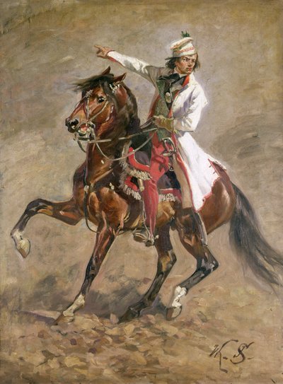 General Tadeusz Kosciuszko (1746-1817) på hesteryggen, skisse for 