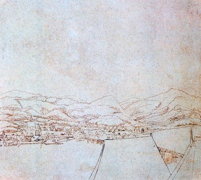Utsikt over Urfahr, c1510-1553 av Wolf Huber