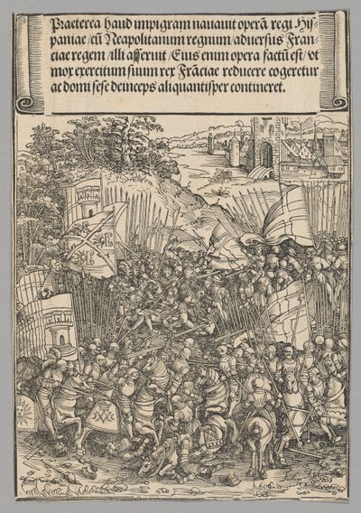 Erobringen av Napoli, plate 17 fra historiske scener fra livet til keiser Maximilian I fra triumfbuen av Wolf Traut