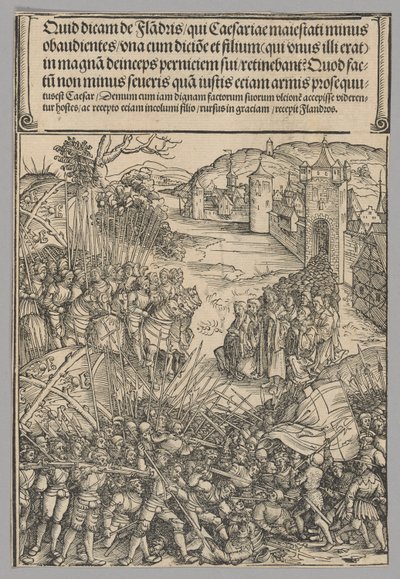 Flemish Rebellion, plate 7 fra historiske scener fra livet til keiser Maximilian I fra triumfbuen av Wolf Traut