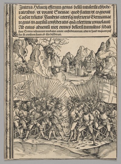 Swiss War, plate 16 fra historiske scener fra livet til keiser Maximilian I fra triumfbuen av Wolf Traut