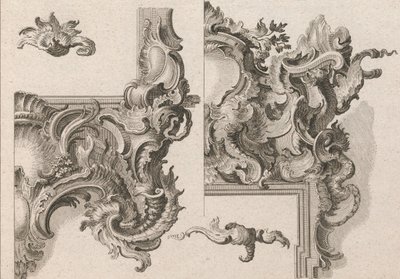 Forslag til dekorasjon av nedre høyre og øverste høyre på en alterramme..., trykt ca. 1750-56. av Wolffgang Christoph Mayr