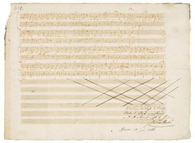 Autograf musikkmanuskript, To tyske salmer, K.343 av Wolfgang Amadeus Mozart