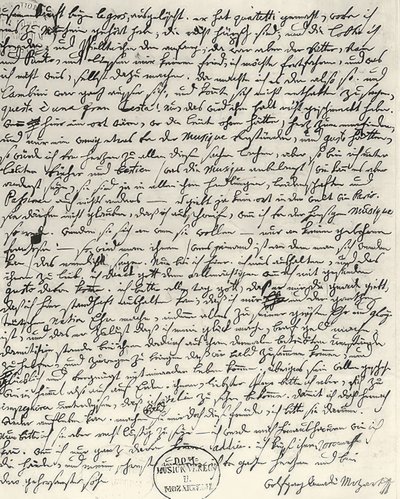 Autografbrev fra Mozart av Wolfgang Amadeus Mozart