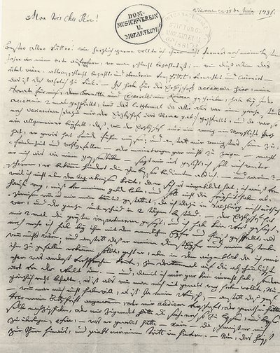 Håndskrevet brev til faren. Wien 13. juni 1781 av Wolfgang Amadeus Mozart
