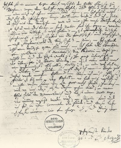 Autografbrev fra Wolfgang Amadeus Mozart av Wolfgang Amadeus Mozart