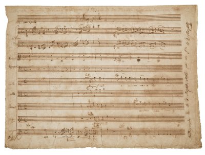 Magnificat, K. 321a. Manuskript, partitur for solister og kor, orgel og orkester, ca. 1779 av Wolfgang Amadeus Mozart
