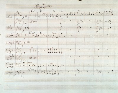 Side med partituret til Symphony NO. 8 i D-dur, av Mozart (1768) av Wolfgang Amadeus Mozart