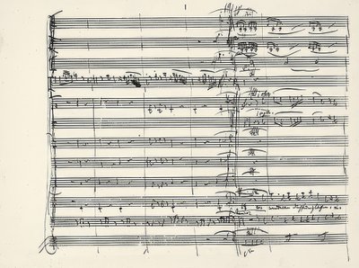 Wolfgang Amadeus Mozart (1756-1791) østerriksk komponist. Autograf på slutten av ildmusikken og begynnelsen på duetten Paminas og Taminos (Vi gikk gluten gjennom ilden) fra Tryllefløyten. 1791 av Wolfgang Amadeus Mozart