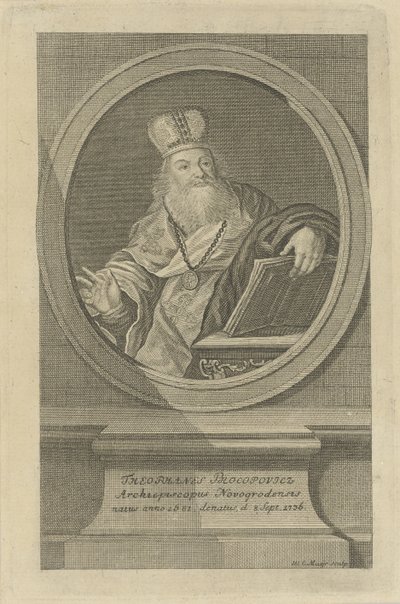 Portrett av poeten Theofan Prokopovich 1681-1736, ca 1760. av Wolfgang Christoph Mayr