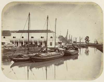 Groote Boom på havnekanalen i Batavia av Woodbury and Page